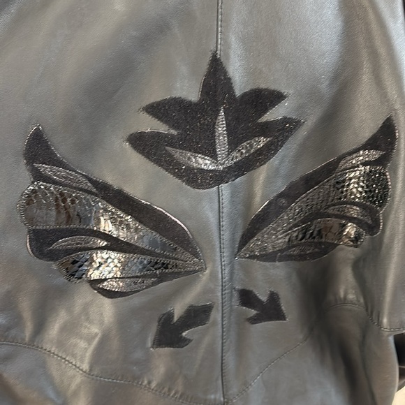 Vintage 80s Leather Patch Work Club Jacket - Picture 9 of 12